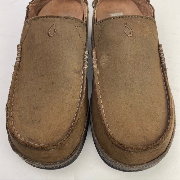 Olukai Moloa Ray Toffee Brown Leather Casual Slip On Shoes - Picture 3 of 12